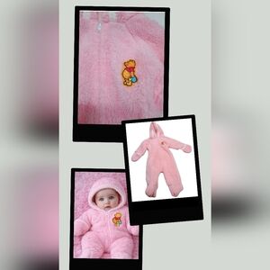 Winnie The Pooh Pink Footed Infant Hooded Bunt Clothing Baby Vtg 80s Disney USA